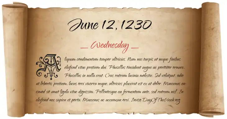 Wednesday June 12, 1230