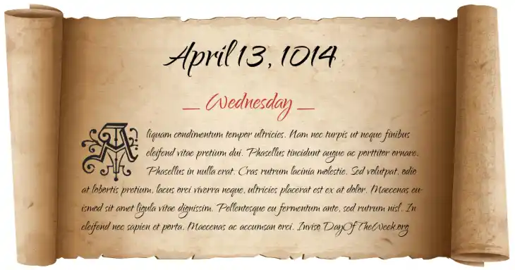 Wednesday April 13, 1014