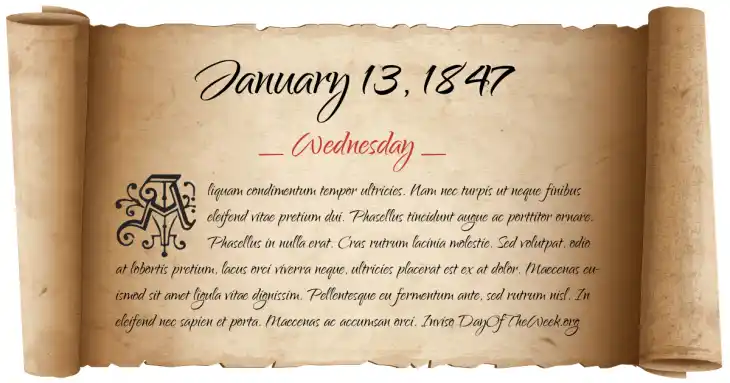 Wednesday January 13, 1847