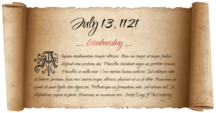 Wednesday July 13, 1121