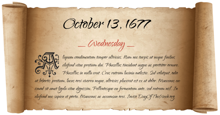 Wednesday October 13, 1677