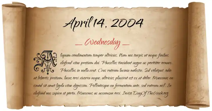 Wednesday April 14, 2004