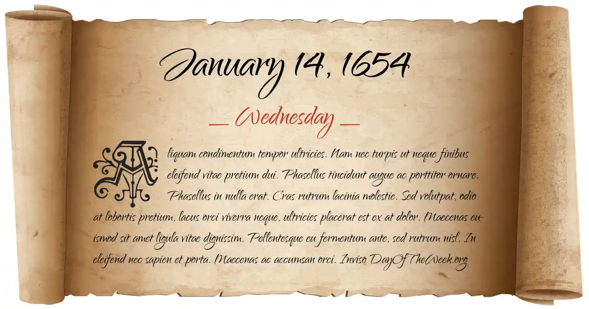 January 14, 1654 date scroll poster