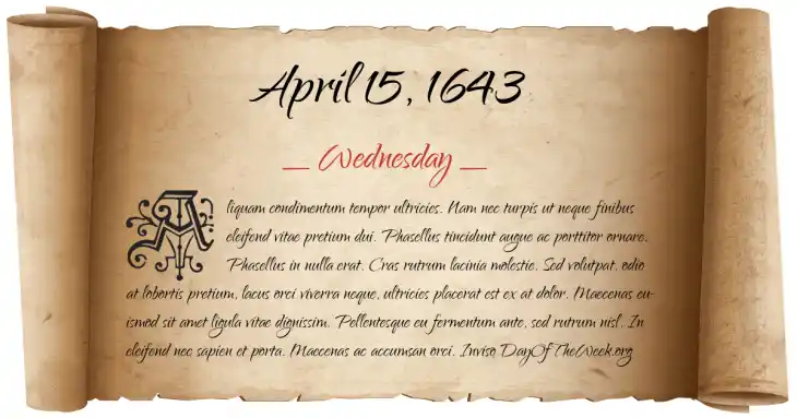 Wednesday April 15, 1643