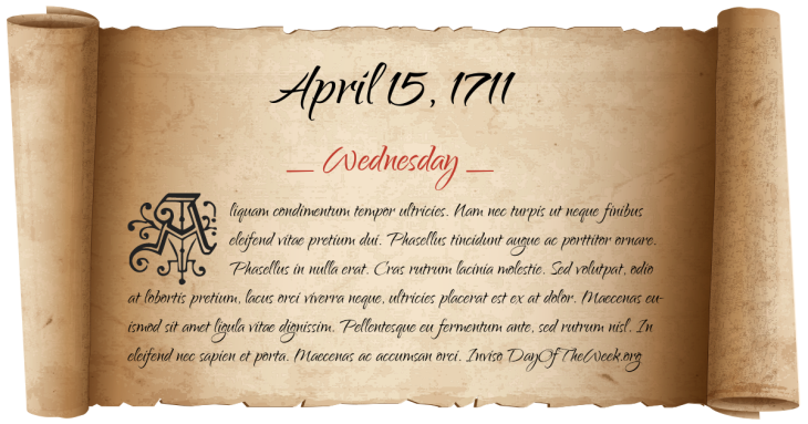 Wednesday April 15, 1711