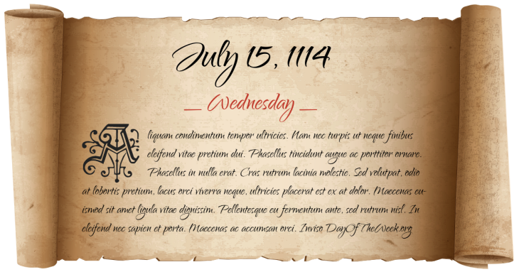 Wednesday July 15, 1114