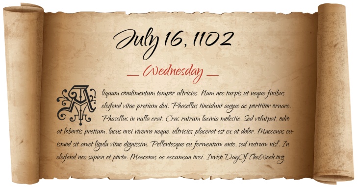 Wednesday July 16, 1102