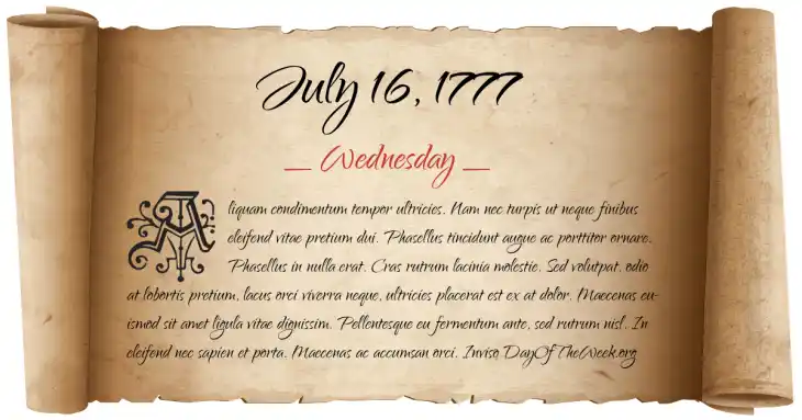 Wednesday July 16, 1777