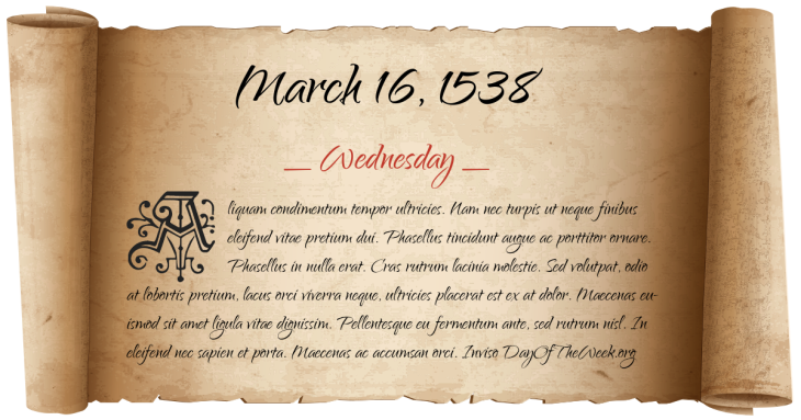Wednesday March 16, 1538