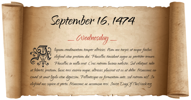 Wednesday September 16, 1474