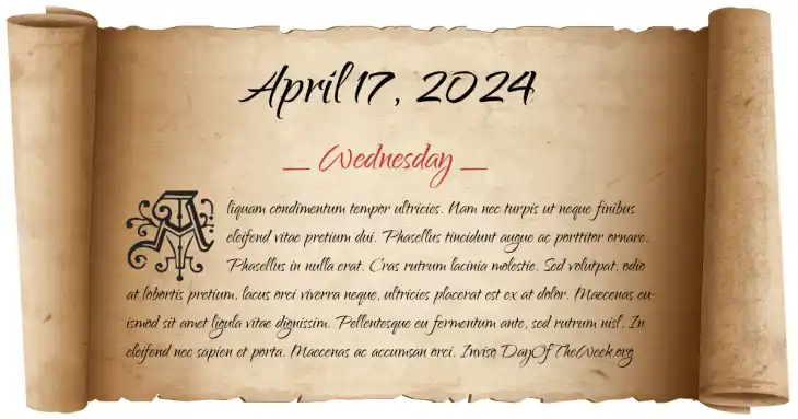 Wednesday April 17, 2024