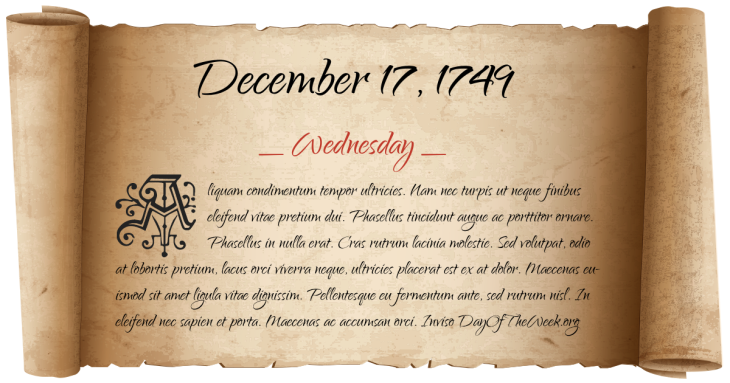 Wednesday December 17, 1749