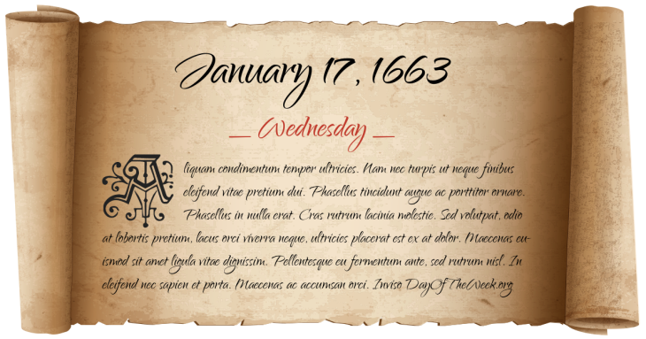 Wednesday January 17, 1663