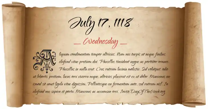 Wednesday July 17, 1118