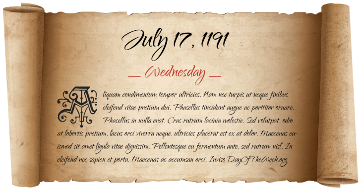 Wednesday July 17, 1191