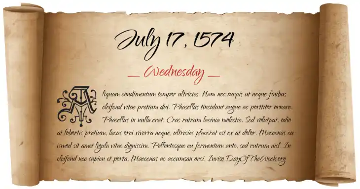Wednesday July 17, 1574