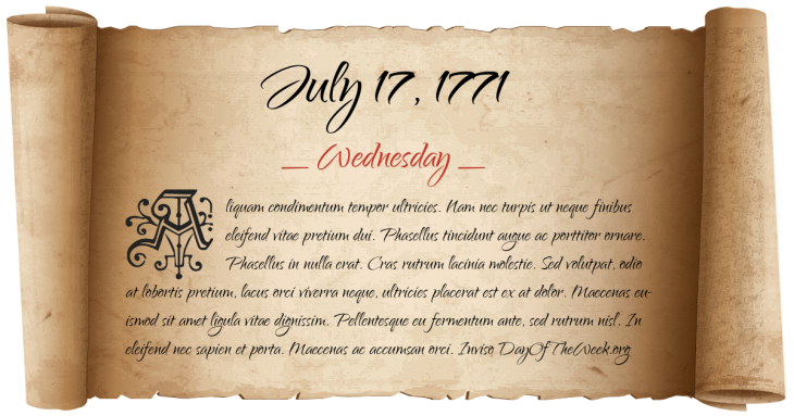Wednesday July 17, 1771