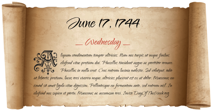 Wednesday June 17, 1744