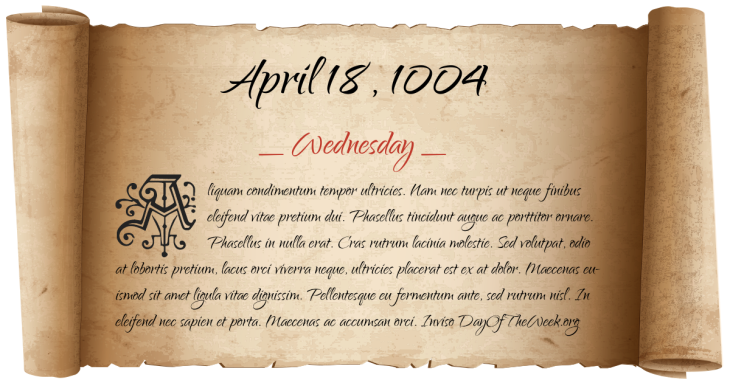 Wednesday April 18, 1004