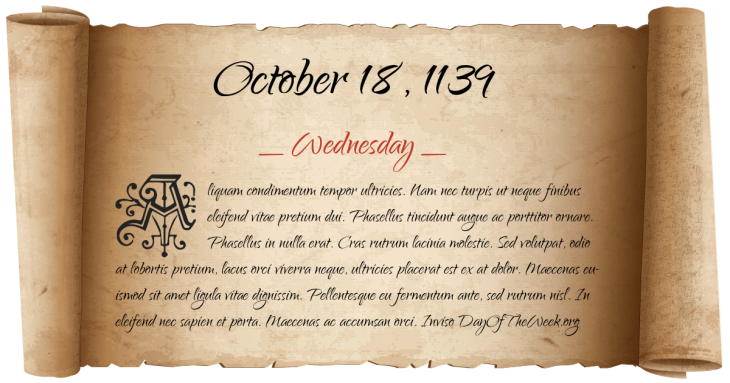 Wednesday October 18, 1139