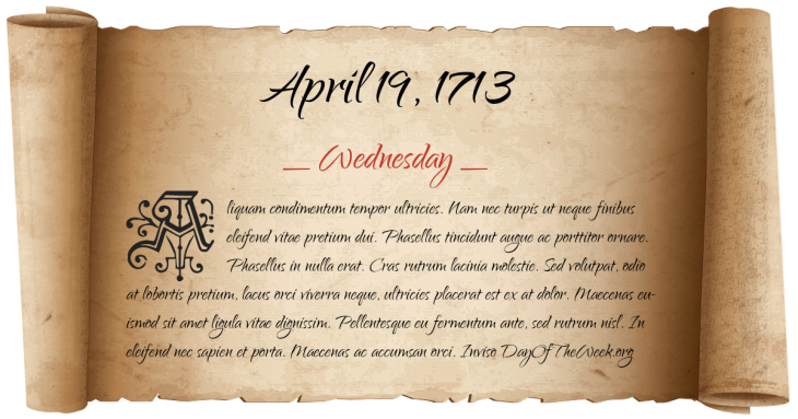 Wednesday April 19, 1713