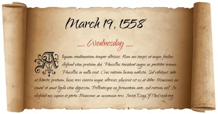 Wednesday March 19, 1558