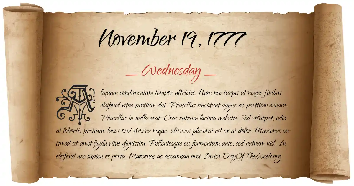 November 19, 1777 date scroll poster