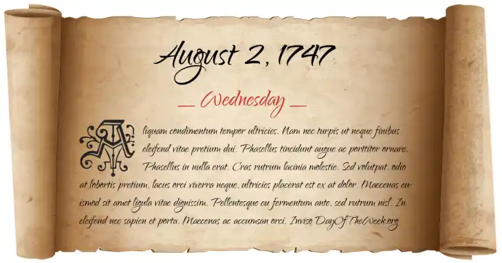 Wednesday August 2, 1747