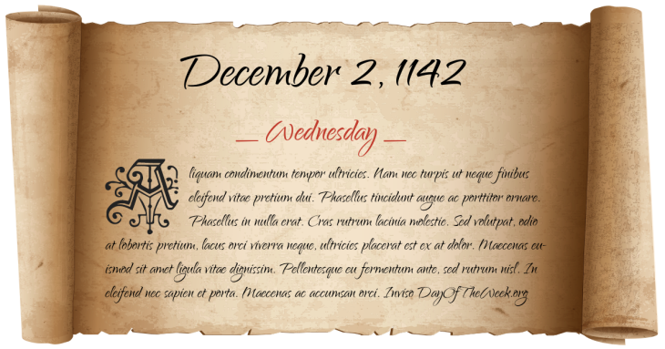 Wednesday December 2, 1142