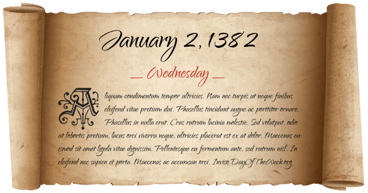Wednesday January 2, 1382