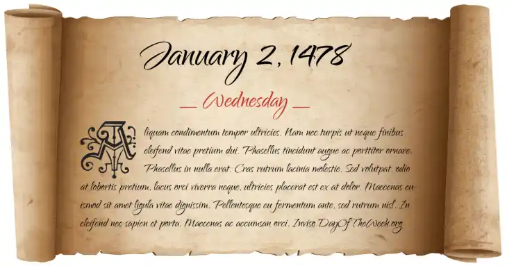 Wednesday January 2, 1478