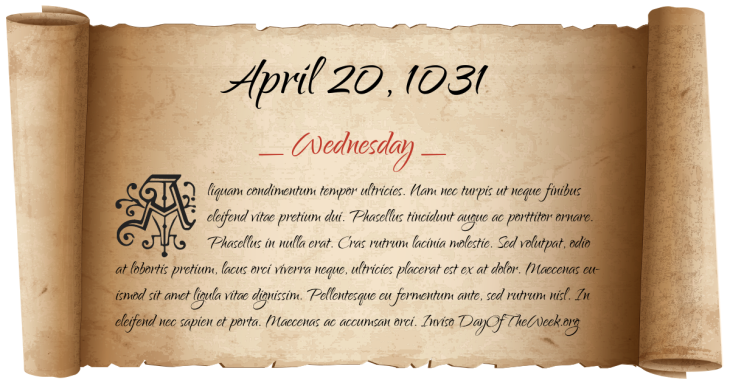 Wednesday April 20, 1031