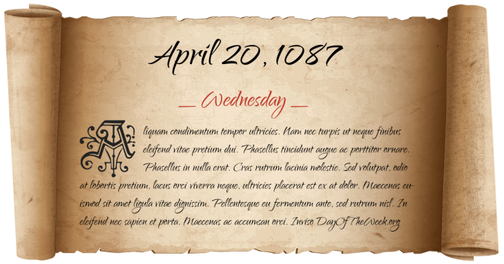 Wednesday April 20, 1087