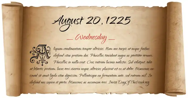 Wednesday August 20, 1225
