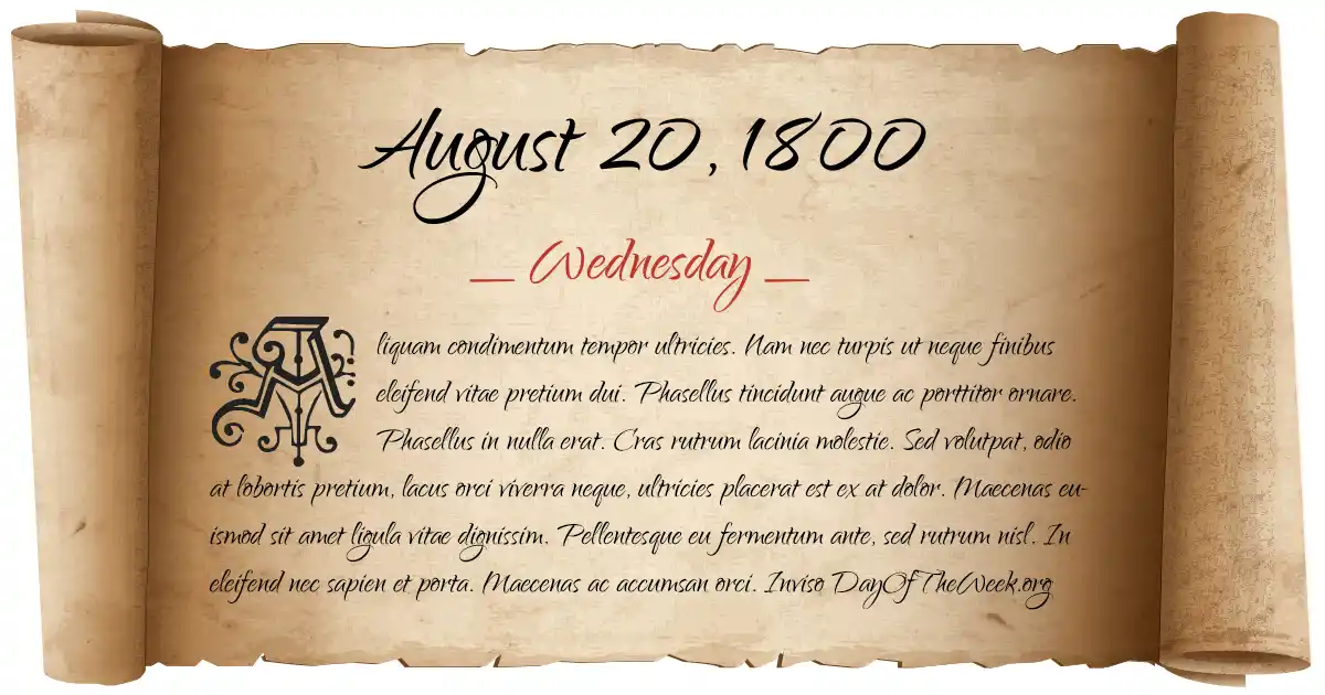 August 20, 1800 date scroll poster