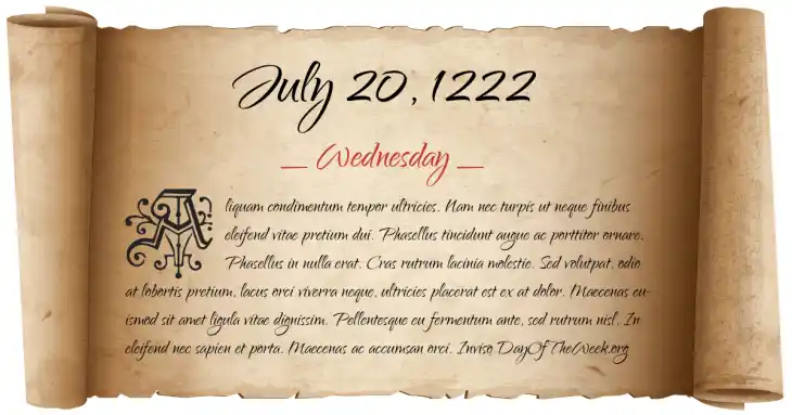 Wednesday July 20, 1222