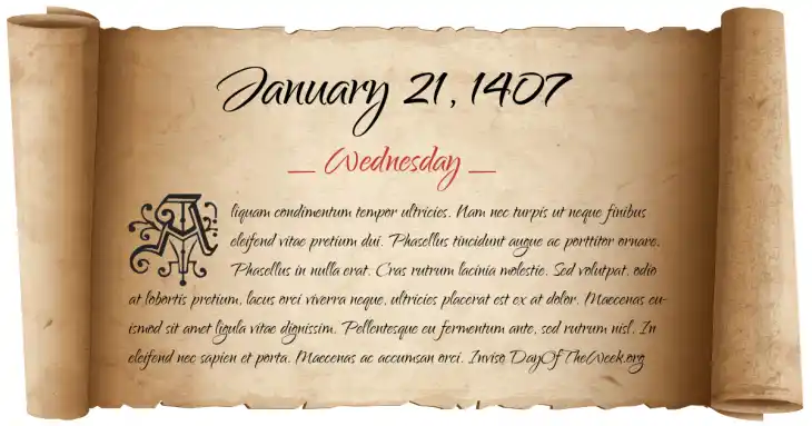 Wednesday January 21, 1407