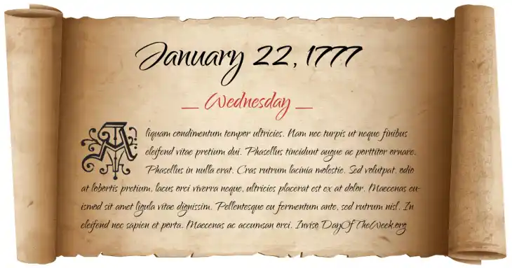 Wednesday January 22, 1777