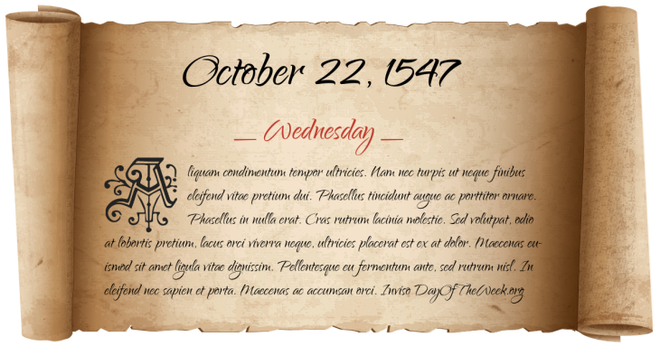 Wednesday October 22, 1547