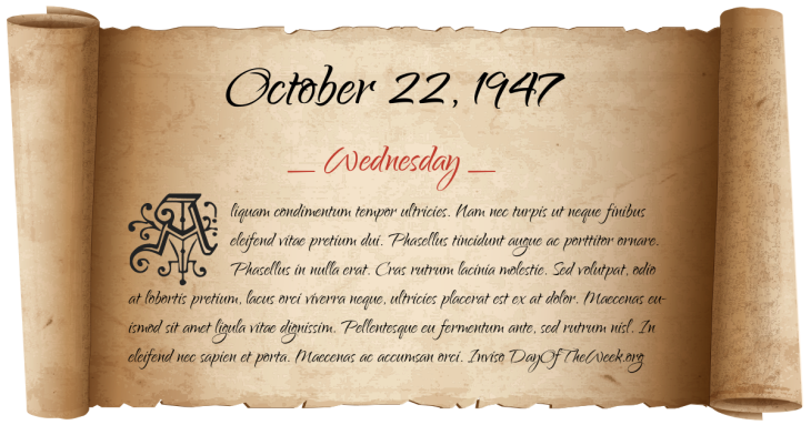 Wednesday October 22, 1947