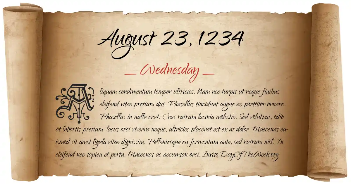 August 23, 1234 date scroll poster