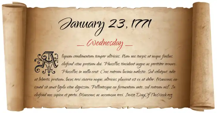 Wednesday January 23, 1771