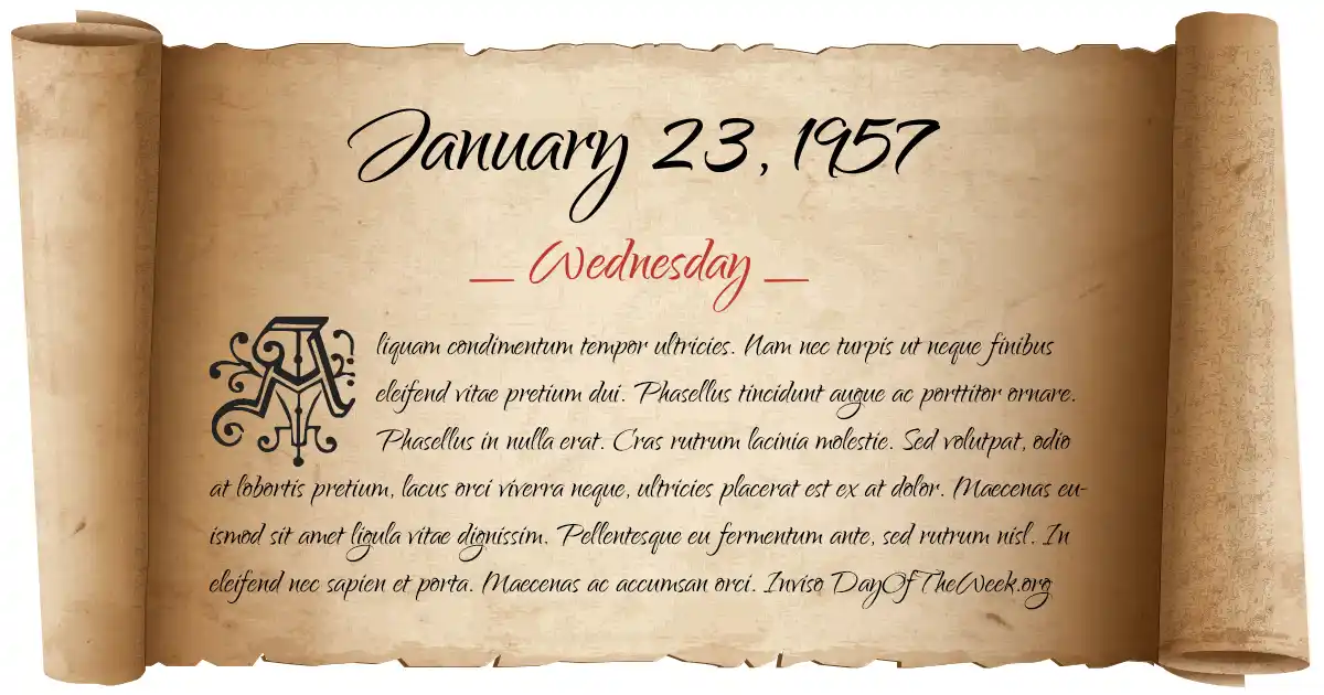 January 23, 1957 date scroll poster