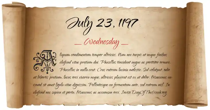 Wednesday July 23, 1197