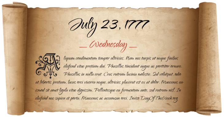 Wednesday July 23, 1777