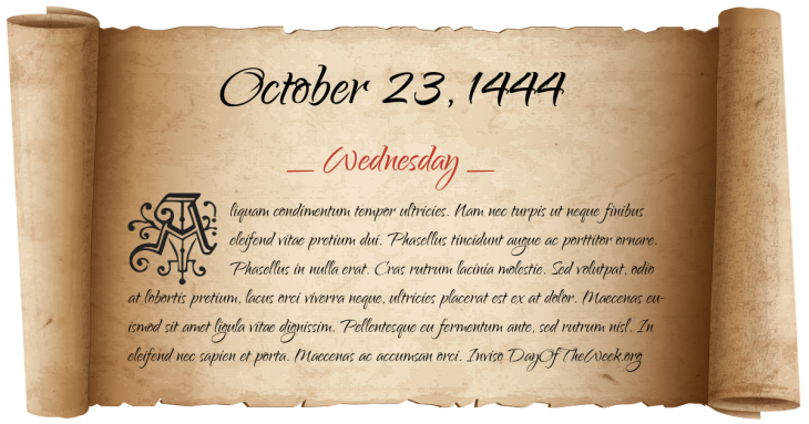 Wednesday October 23, 1444