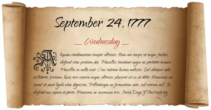 Wednesday September 24, 1777