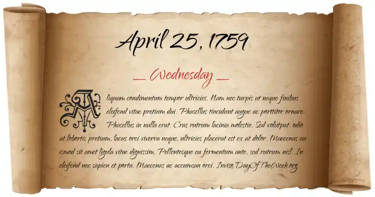 Wednesday April 25, 1759