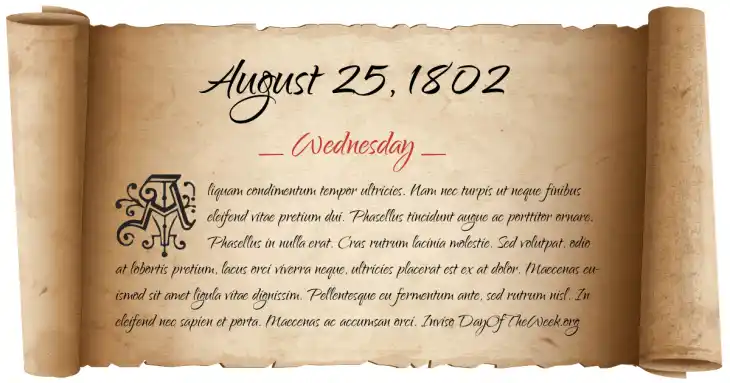 Wednesday August 25, 1802