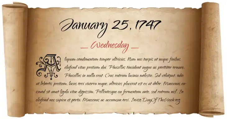 Wednesday January 25, 1747